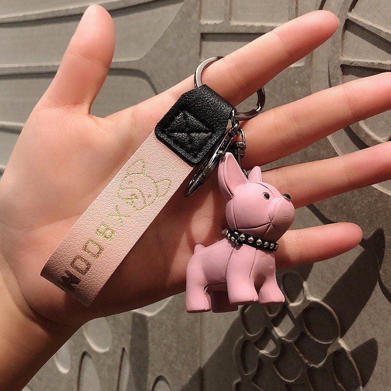 Wholesale French Doll Resin Leather Rope Keychain